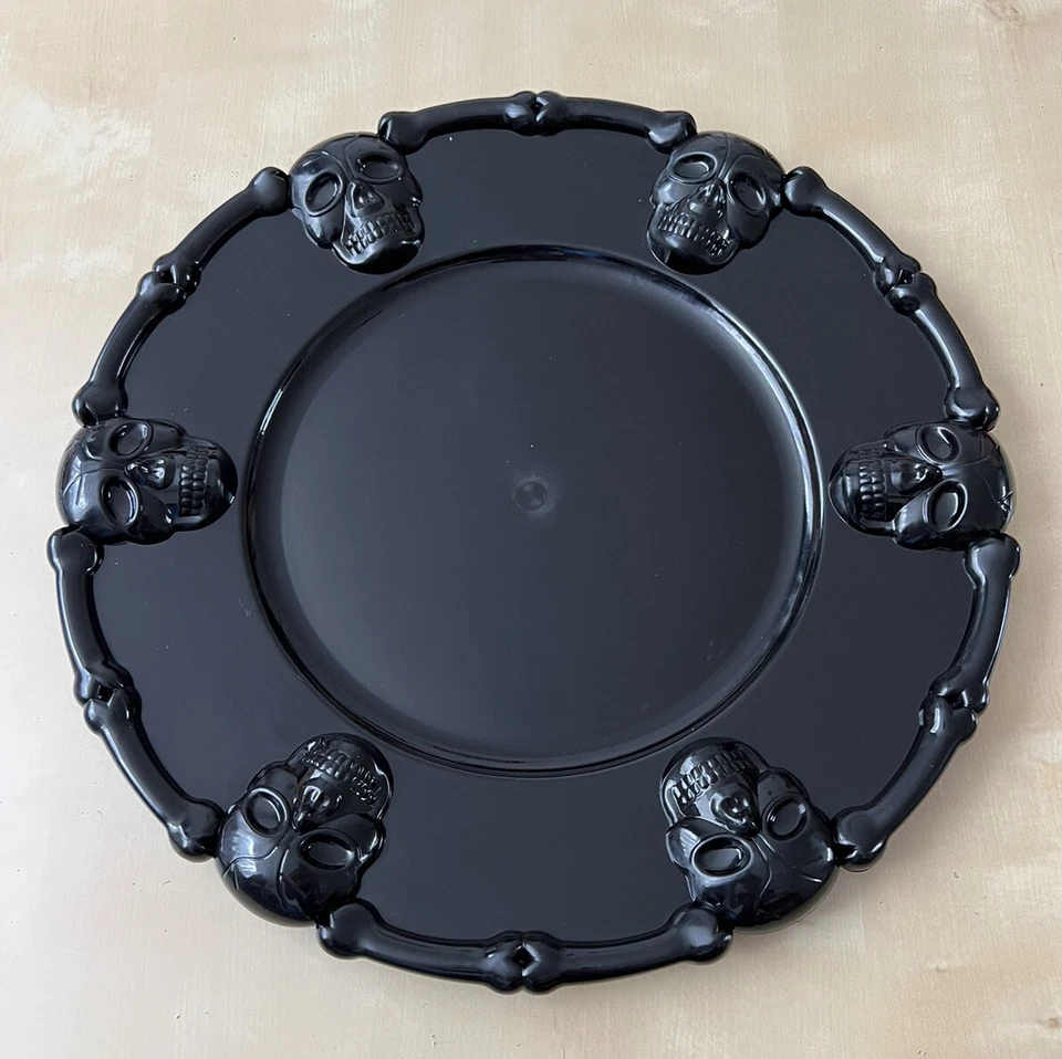 Skull Serving Platter & 6 Ghastly Goblet Cup Glass Plate Purple Halloween Party — 第 4/4 张图片