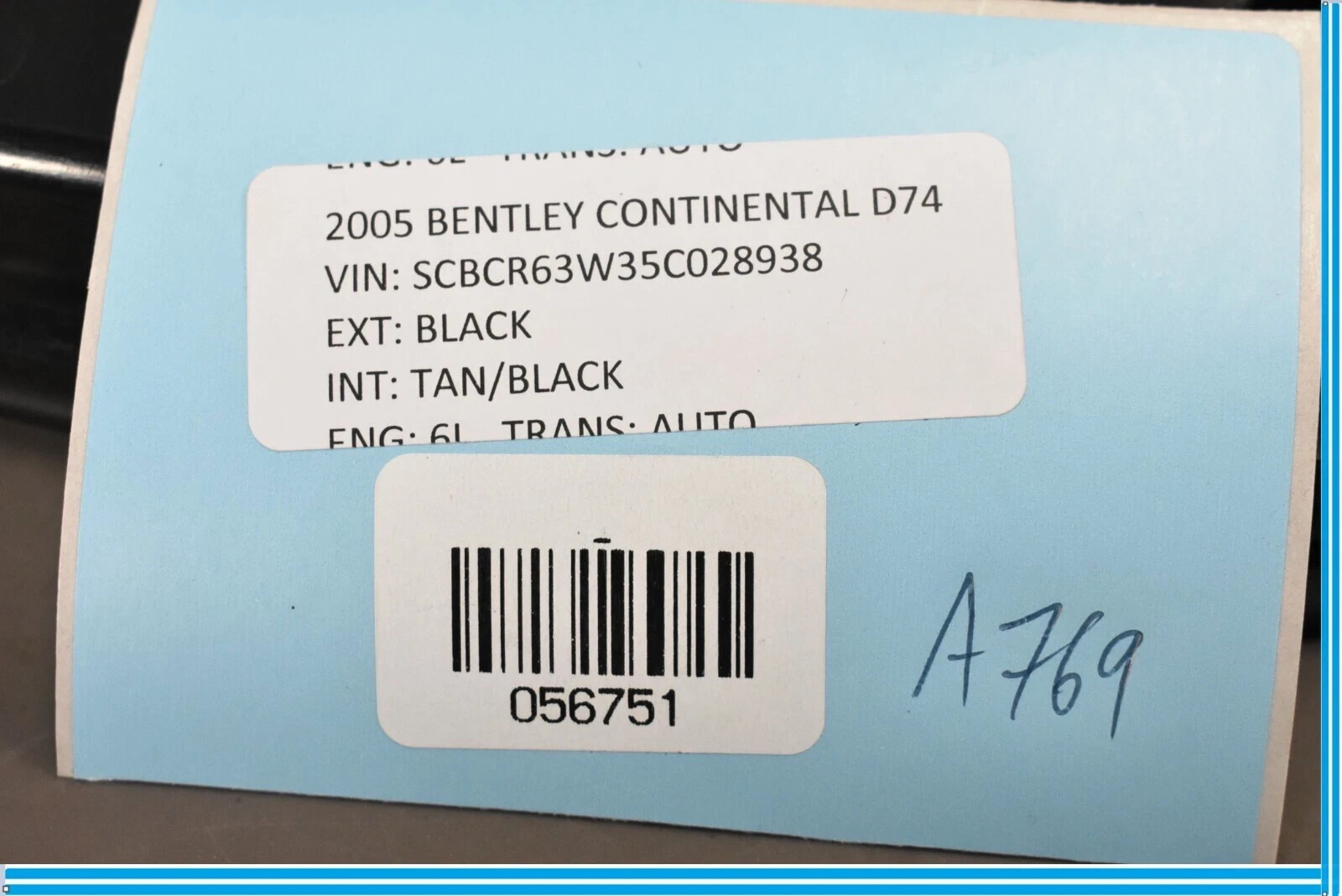 03-10 Bentley Continental GT Coupe Rear Shelf Cover Panel 3W8887239C OEM