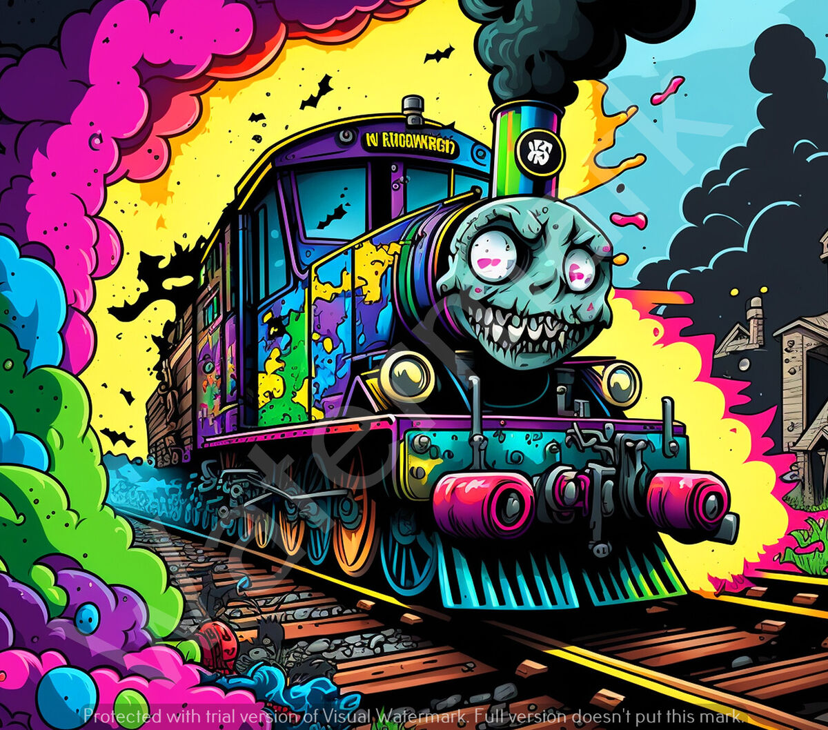 Zombie Thomas the Train custom made 20 oz skinny Stainless Zombie Thomas the Train custom made 20 oz skinny Stainless