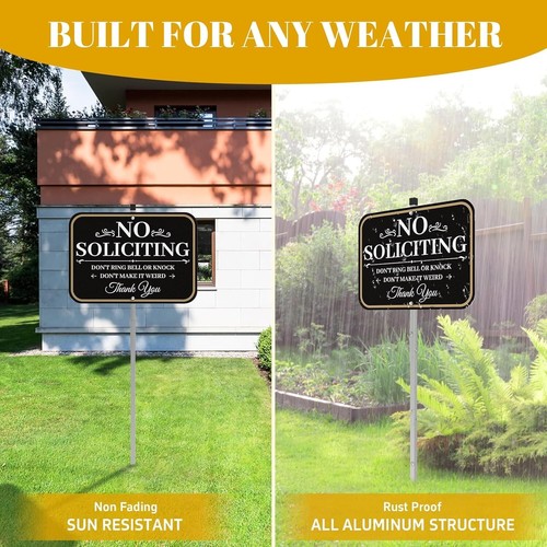 No Soliciting Sign for House, No Soliciting Yard Sign 14" X 10"/28 Inch High, Me - Picture 3 of 7