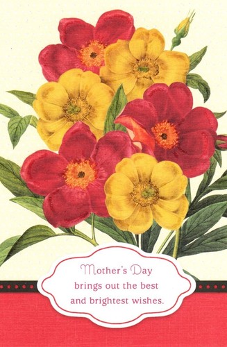 Happy Mother's Day Pink Yellow Garden Bouquet of Flowers Hallmark Greeting Card