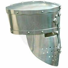 18Ga Larp Medieval Great Helmet Knight Templar Crusader Helmet