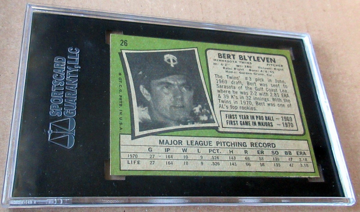 BERT BLYLEVEN 1971 Topps Rookie Card RC SGC 7 84 NM Twins Pirates
