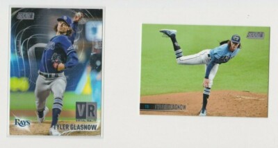 TYLER GLASNOW '21 STADIUM CLUB-2 CARD LOT WITH HIS VIRTUAL REALITY & BASE CARDS