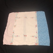 Vintage Hand Embroidered Pillow Sham 22"x24" Embroidered Flowers on White Linen