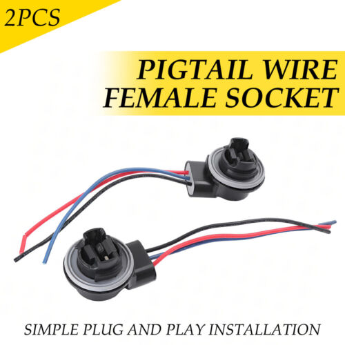 2pc 3157 4157 Bulb Socket Pig Tail Harness Wire Plug For Turn Signal Brake Light - Foto 12 di 16