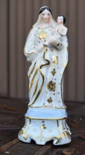 Antique french vieux paris porcelain madonna jesus figurine statue 19thc