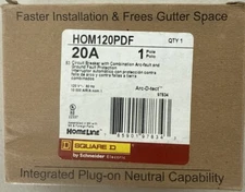 Square D HOM120PDF 120V 20A Single-Pole Circuit Breaker