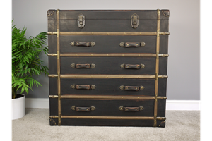 chest drawers furniture living 56kg 102cm styled trunk industrial storage case porters leather