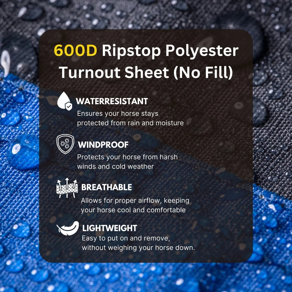 Легкий водонепроницаемый и дышащий дождевик для лошади Resistance 600 денье - Изображение 2 из 2