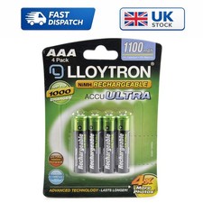 AccuUltra AAA Rechargeable Batteries 1100mAh - 4 Pack for Clocks & Remotes 6.50 per battery