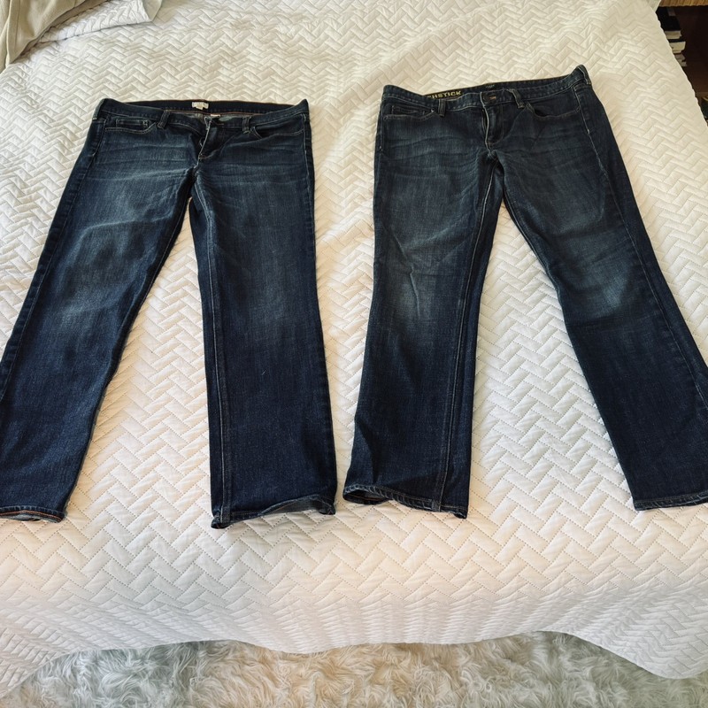 2 Pairs J. Crew Jeans Womens Size 31/28 Blue Dark Skinny Stretch 32 Denim Jeans