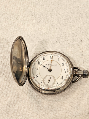#ad 1888 Rockford Grade 74 Pocket Watch 2 Ounce Coin Silver Hunting Case See Video $249.00
