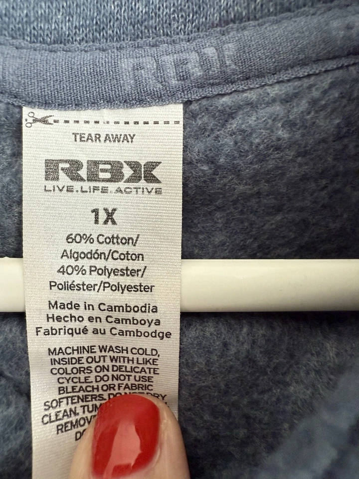 RBX Mujer Cuello Simulado Azul 1X Plus Senderismo Correr Camping Sudadera Cremallera Activa Foto 3 de 4