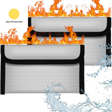 Fireproof Document Bag, 2Pcs 8X4.6 Inches Money Fireproof Bag, Solid Sil