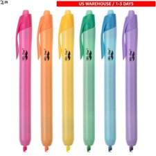 Retractable Highlighters, 6 Pack, Bright Colors