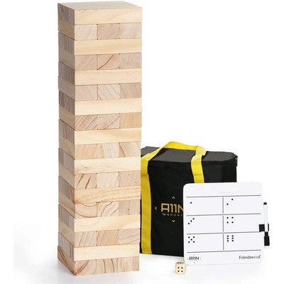 A11N LARGE TUMBLE TOWER GAME, 54 BLOCKS - WOOD - Scratch & Dent