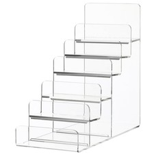 Clear Acrylic Riser Display Shelf 6 Tier, Acrylic Riser Display Stands for Po...