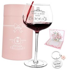 Gifts for Women Birthday Unique Personalized Wine Glass Not A Day Over Fabulous