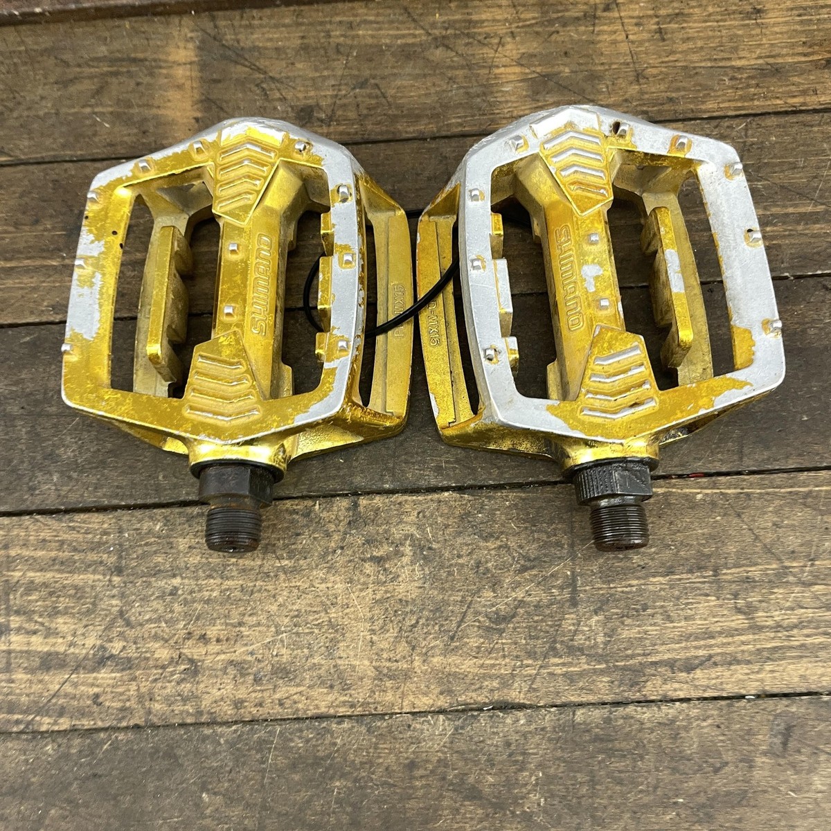 ヨシボー　シマノPD-MX 15 BMXペダル 新品未使用　デッドストック Vitnage Shimano PD-MX15 BMX Pedals Gold 1980s MTB 9/16in Alloy