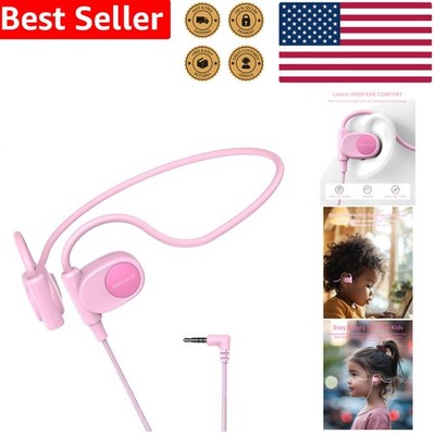 Lightweight Pink Childrens Headphones, Air Conduction Open Ear, 3.5mm Jack Cord