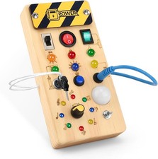 Montessori Toddler Busy Board Baby Wooden Board LED Light Switch Sensory Toys