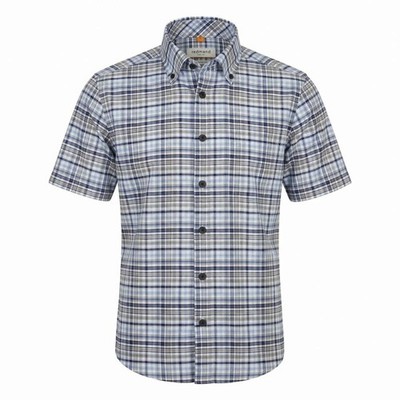 Redmond Herren Hemd kurzarm Comfort Fit blau grün kariert 261015999 100
