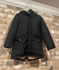 Crewcuts Girls Fishtail Parka Coat Black Size 8