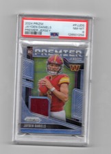 2024 Prizm Jayden Daniels #PJJDS Premier Jersey Rookie Card PSA 8 NM-MINT. rookie card picture