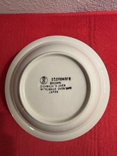 Stoneware Cereal Bowl Set of 4 White/Brown Band Round Dishwasher/Microwave Safe