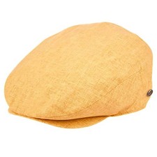 Men's Linen Flat Ivy Gatsby Summer Newsboy Hats Large-X-Large Yellow