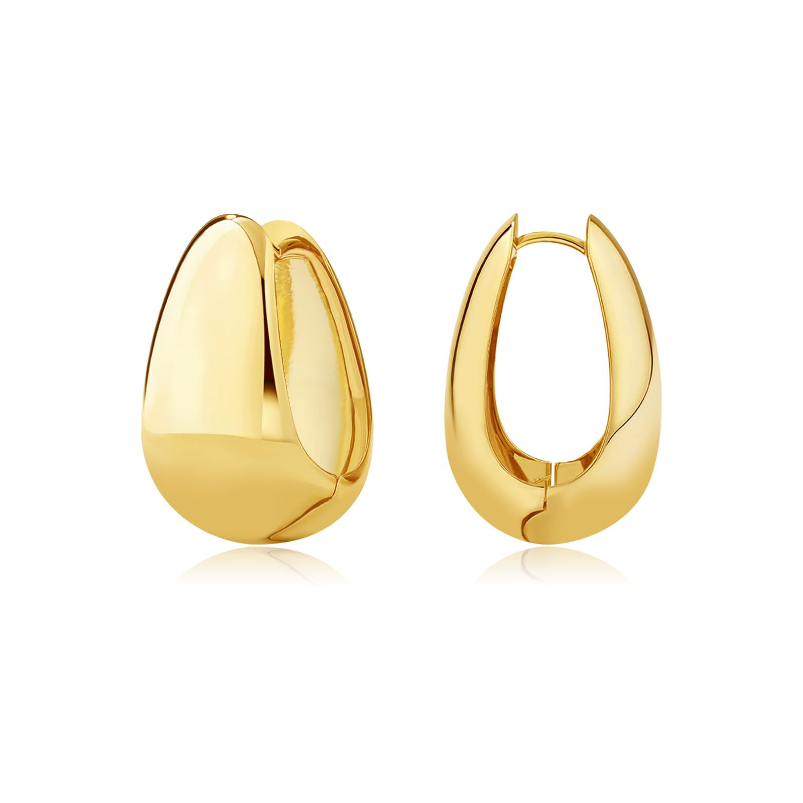 Chunky Gold Hoop Earrings Lightweight Dupes Earrings Waterdrop Hollow Open Hoops