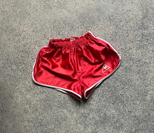 Vintage Le Coq Sportif 70s Running Nylon Shorts Sprinter Red Womens SZ 36 S-XS