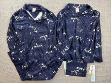 2x Cat  Jack Boys Medium 8 Blue Christmas Santa Sleigh Cozy Coat Pajama Set