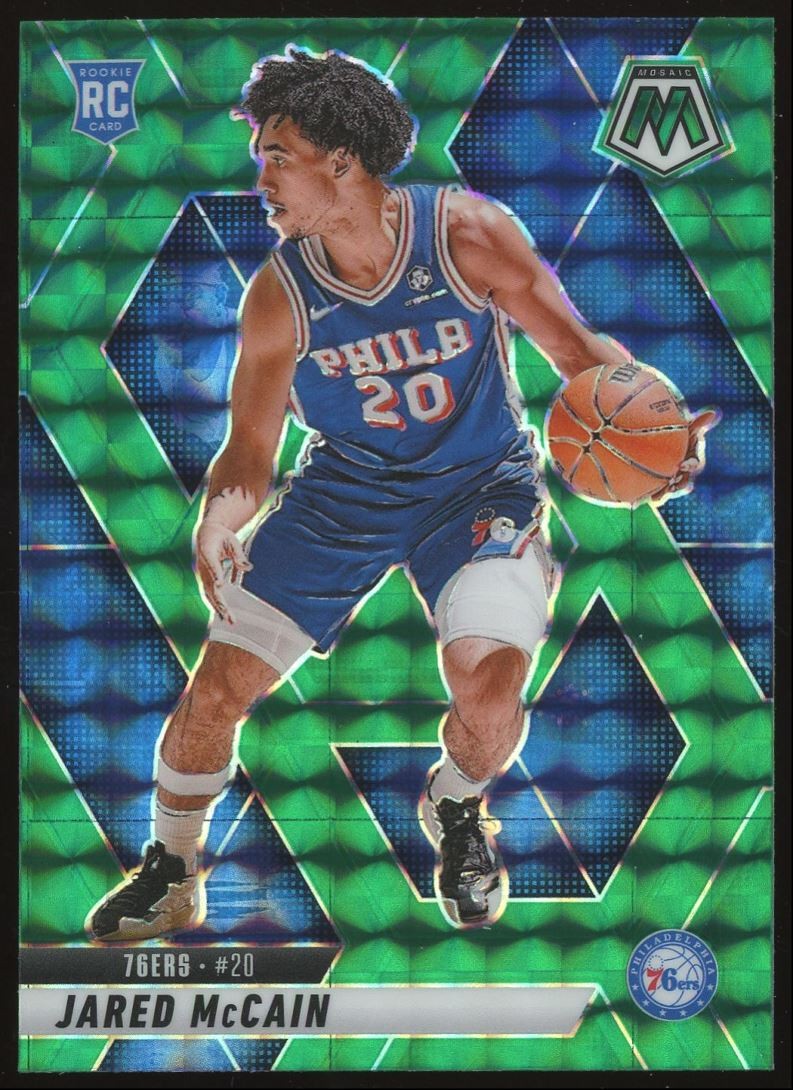Jared McCain Rookie #228 2024-25 Panini Mosaic Green Mosaic Prizm 76ers Card NBA