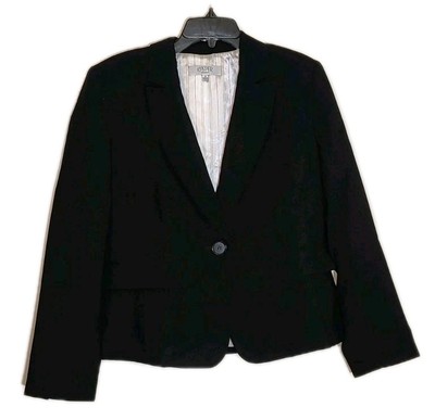 Kasper Separates Suit Jacket Size 14 Black Long Sleeve 1 Button Lined