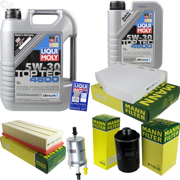 Mann Inspektionspaket 6L Liqui Moly Top Tec 5W-30 FüR VW Golf V 2.0 GTI Jetta-image