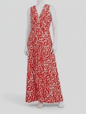 Jessica Howard Women's Orange Printed Ruched Stretch Maxi Dress Size: 12