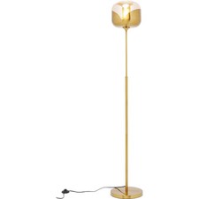 Stehleuchte Stehlampe Leselampe Stahl Gestell Glas Schirm Gold Kare Design