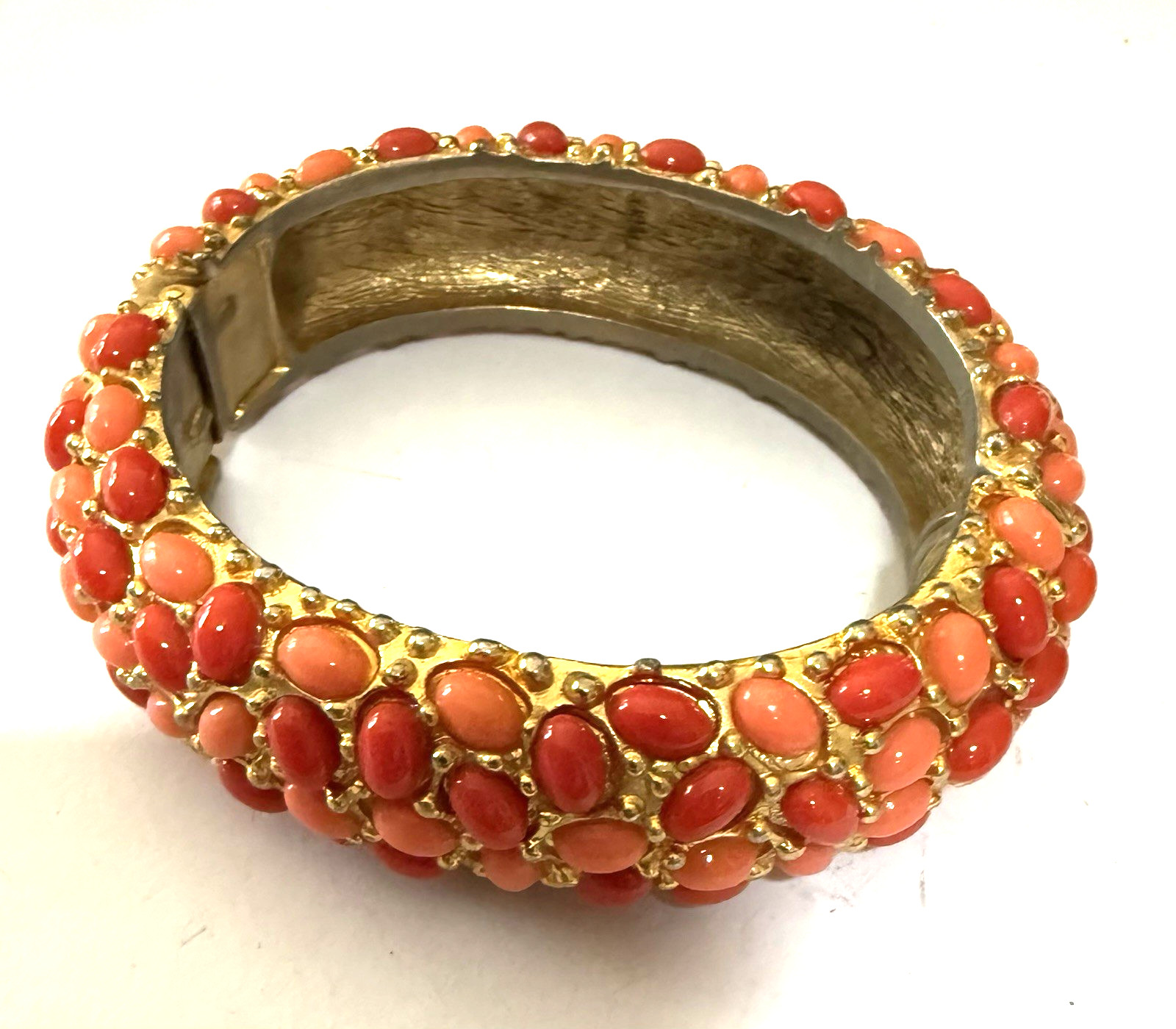KJL KENNETH J LANE Coral Cabochon  Bangle Bracelet - image 1