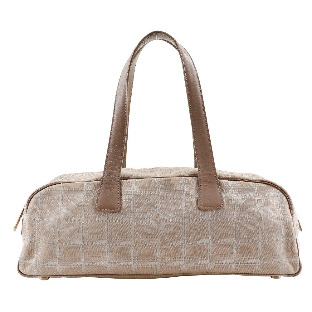 CHANEL Mini Boston Tote Bag in Beige Nylon Canvas for Women A15828