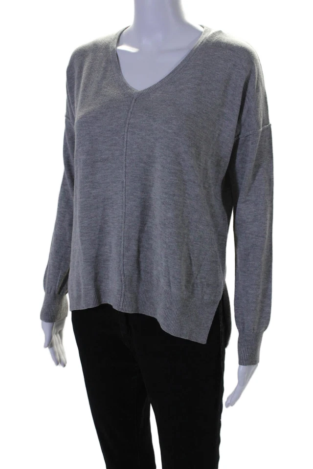 Sudadera Feel The Piece para mujer manga larga cuello en V gris algodón talla única Foto 2 de 4