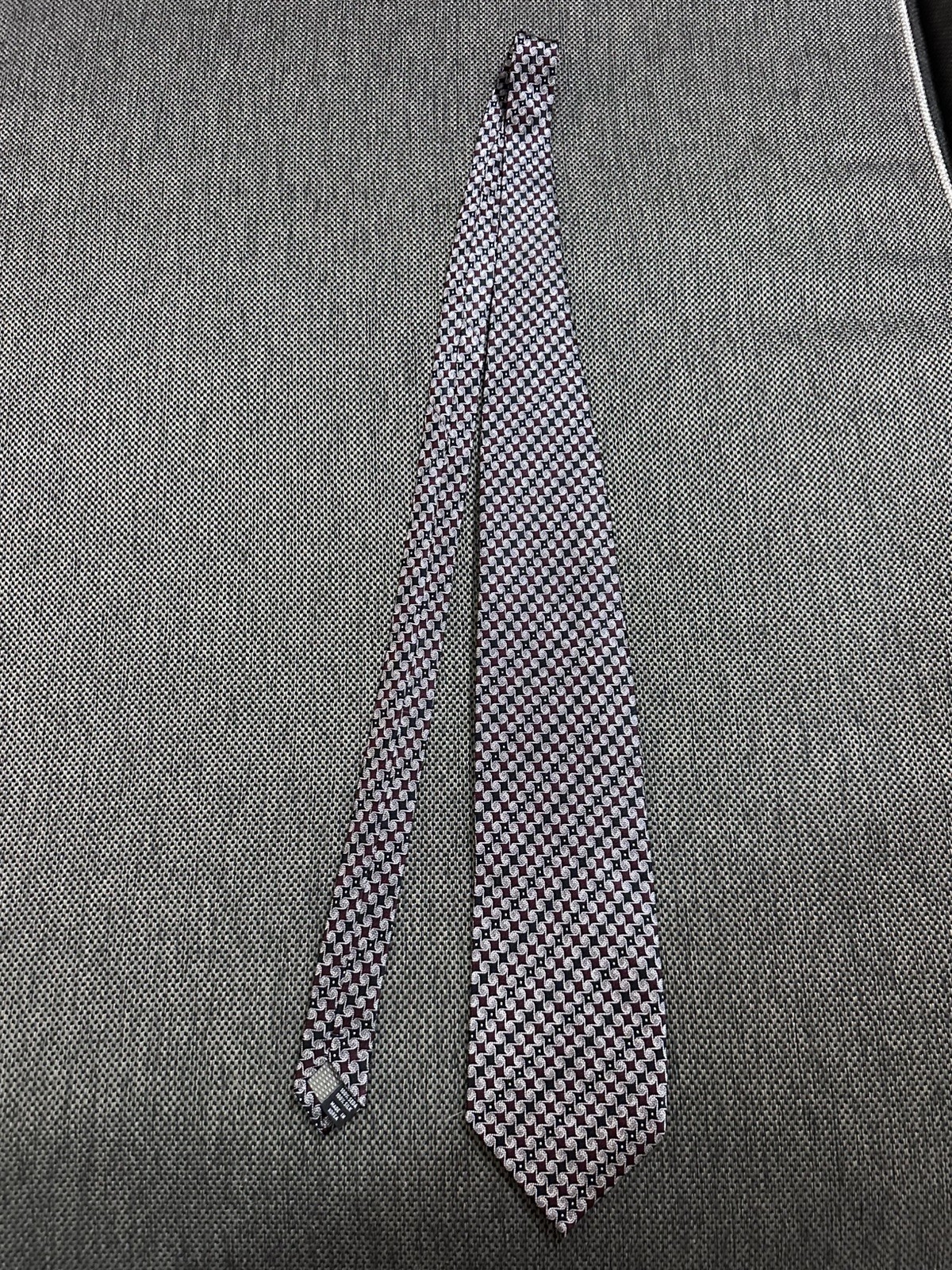 Vtg DiMOGGIO Tie Mens 100% Silk Necktie Black Gray purple Geometric Hand Made
