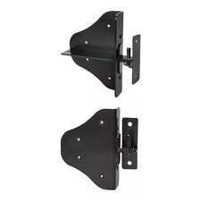 Fence Gate Kit Gate Hardware W Latch Heavy Gauge Steel Powder Coated 90  Hinges