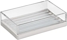 Idesign Clarity Bpa-Free Plastic Bar Soap Dish-5" X 3.25" X 1.34", Clear/Brushed