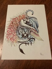 ILUSTRACIÓN A PLUMA ORIGINAL ARTISTA AGUA Y FUEGO SIN TÍTULO DEFN 2019