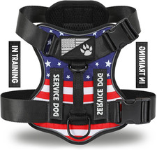 Service Dog Harness, Reflective Dog Vest Harness with 5 PCS Patches, Adjustable