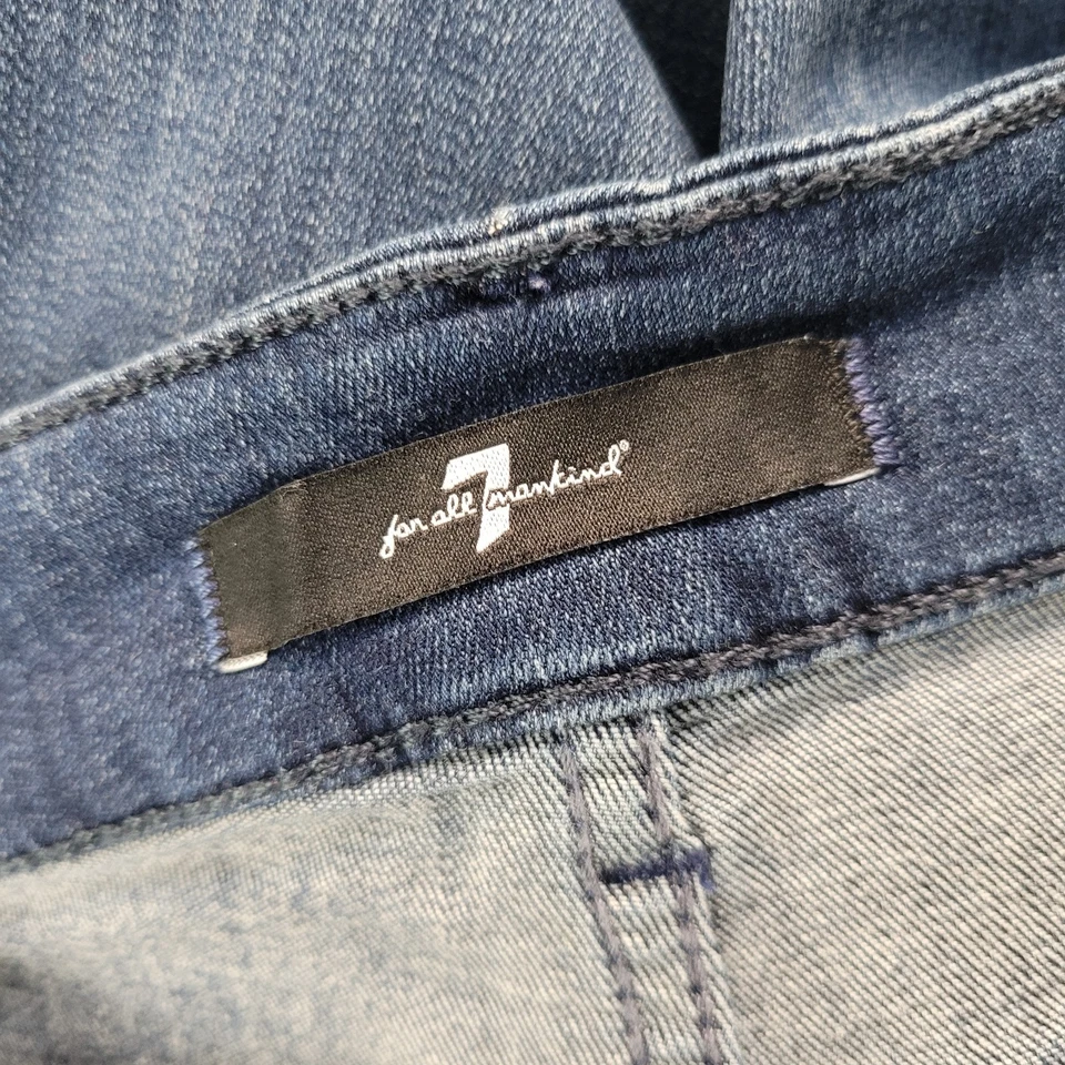 7 For All Mankind Women Size 28 Blue Aubrey Slim Illusion Jeans Smart Casual - Image 3 of 4