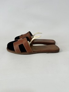 Sandales Hermès Oran - Taille 38 - Couleur Or / Brun - Cuir - Neuves Avec Boîte