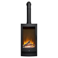 Image of Acantha Horizon Electric Stove with Tall Angled Stove Pipe in Black
